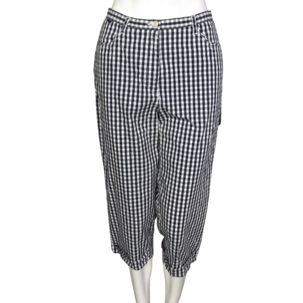 LAUREN RALPH LAUREN Capri Pants, 12, Black/White check/Gingham, Pockets, Zipper